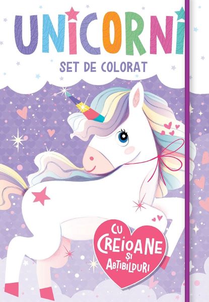 unicorni  set de colorat cu creioane si abtibilduri, - – copertă