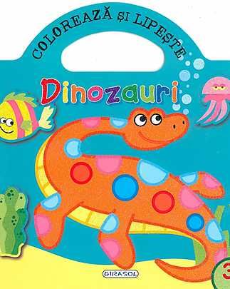 Cartea Coloreaza si lipeste  Dinozauri 3