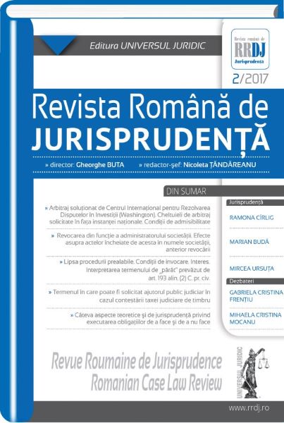 Cartea Revista romana de jurisprudenta 2 din 2017 - Gheorghe Buta, Nicoleta Tandareanu de Revista romana de jurisprudenta 2 din 2017 - Gheorghe Buta, Nicoleta Tandareanu