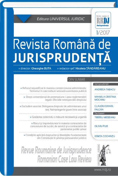 Cartea Revista romana de jurisprudenta 1 din 2017 - Gheorghe Buta, Nicoleta Tandareanu de Revista romana de jurisprudenta 1 din 2017 - Gheorghe Buta, Nicoleta Tandareanu
