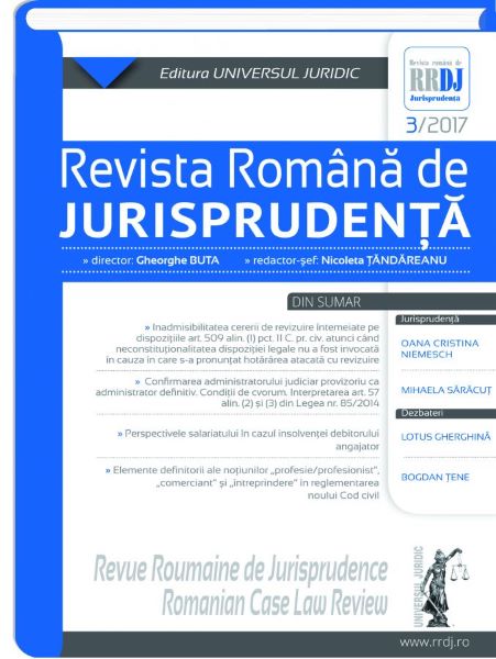 Cartea Revista romana de jurisprudenta 3 din 2017 - Gheorghe Buta, Nicoleta Tandareanu de Revista romana de jurisprudenta 3 din 2017 - Gheorghe Buta, Nicoleta Tandareanu