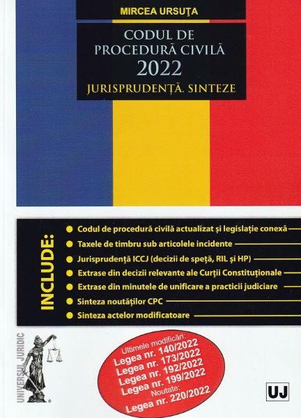 Cartea Codul de procedura civila 2022. Jurisprudenta. Sinteze - Mircea Ursuta de Codul de procedura civila 2022. Jurisprudenta. Sinteze - Mircea Ursuta