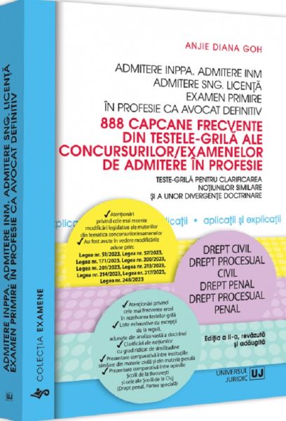 888 capcane frecvente din testele-grila ale concursurilor/examenelor de admitere in profesie, Anjie Diana Goh – copertă