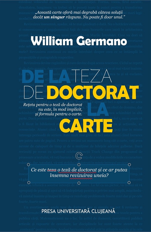 Cartea De la teza de doctorat la carte de William Germano