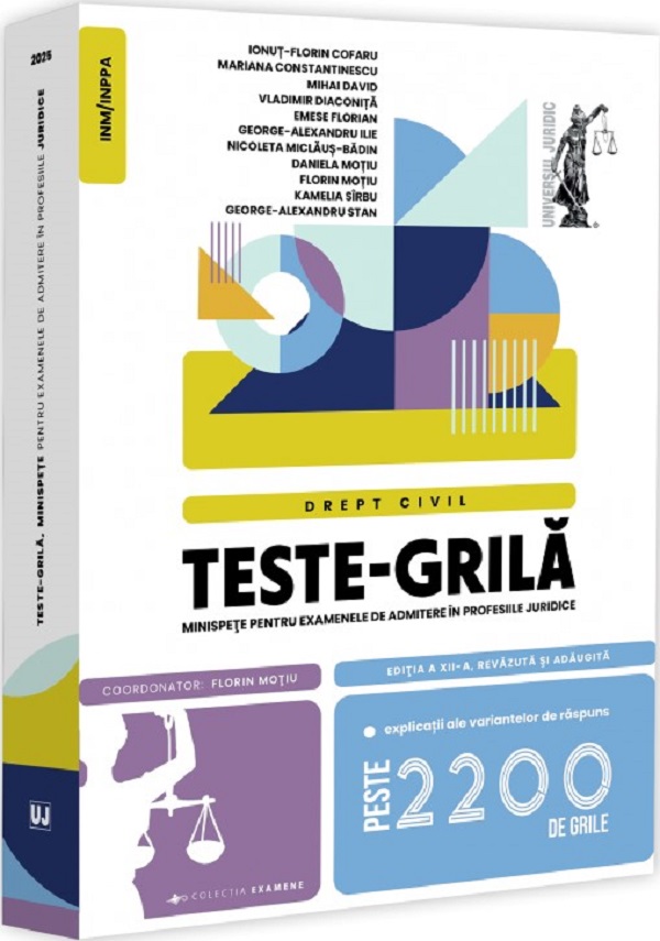 Cartea Teste-grila. Minispete pentru examenele de admitere in profesiile juridice. Drept civil de Florin Motiu
