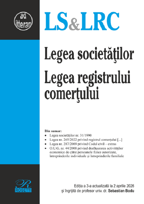 Legea societăților. Legea registrului comerțului Ed.3, Sebastian Bodu – copertă