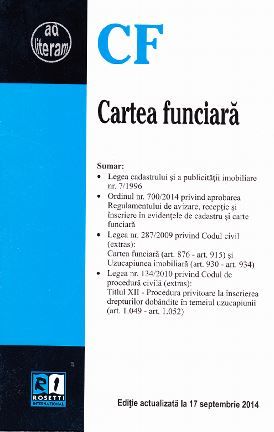 Cartea funciara act 17 septembrie 2014, - – copertă