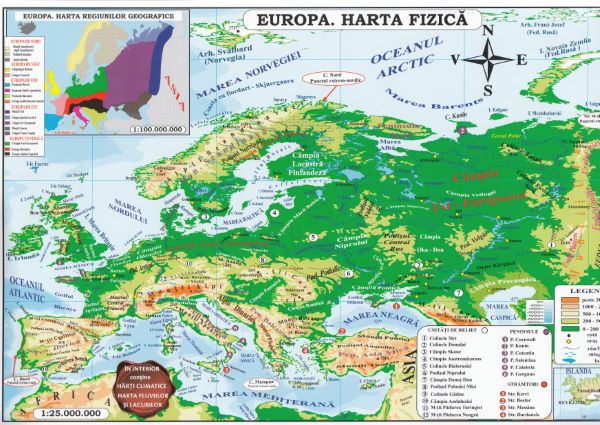 Cartea Harta Europa Politica + Fizica (pliata)