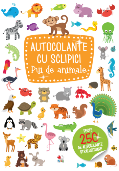 Autocolante cu sclipici. Pui de animale