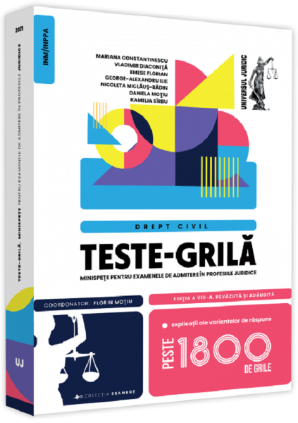 Cartea Teste-grila, minispete pentru examenele de admitere in profesiile juridice. drept civil. Editia 8 de Florin Motiu