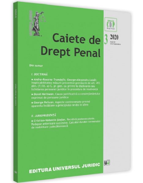 Caiete de drept penal Nr.3/2020, - – copertă