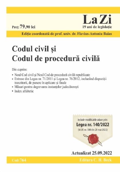 Cartea Codul civil. Codul de procedura civila Act. 25 septembrie 2022 de Flavius-Antoniu Baias
