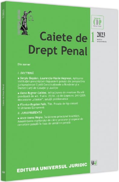 Caiete de drept penal Nr.1/2023, Autor Anonim – copertă