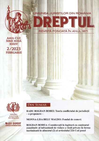 Cartea Revista Dreptul Nr.2/2023 – Editura UNIUNEA JURISTILOR DIN ROMANIA