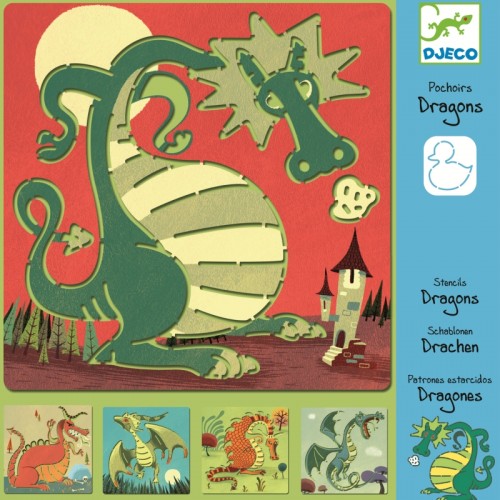 5 Pochoirs, Dragons. Sabloane, Dragoni