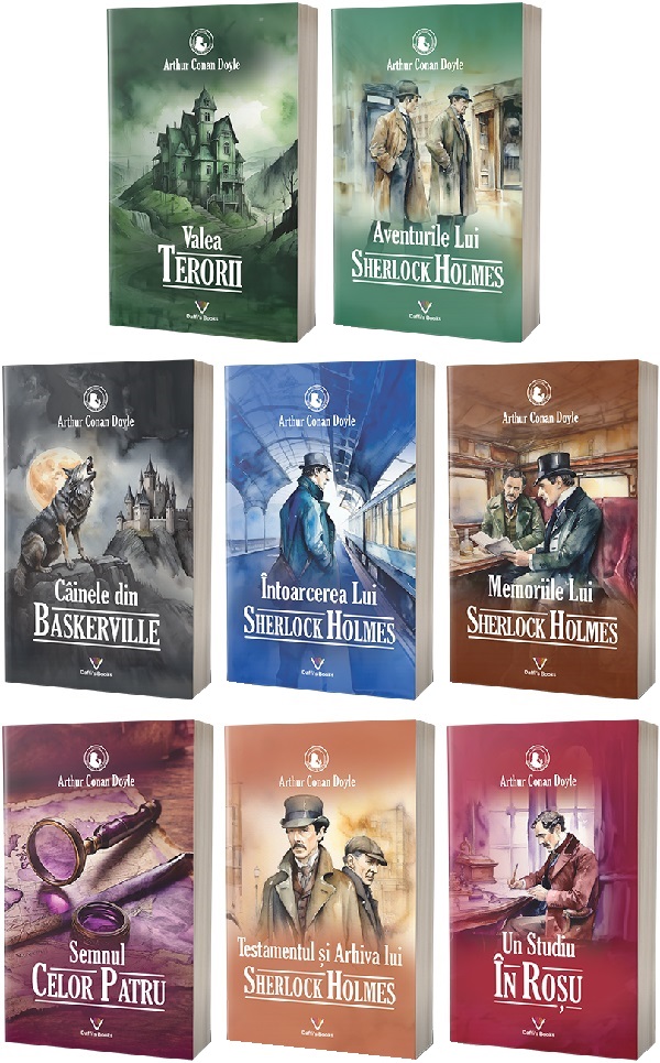 Pachet 8 volume: Sherlock Holmes, Arthur Conan Doyle – copertă