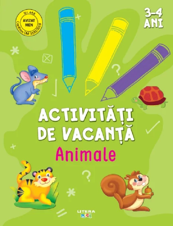 Activitati de vacanta. Animale 3-4 ani,  – copertă