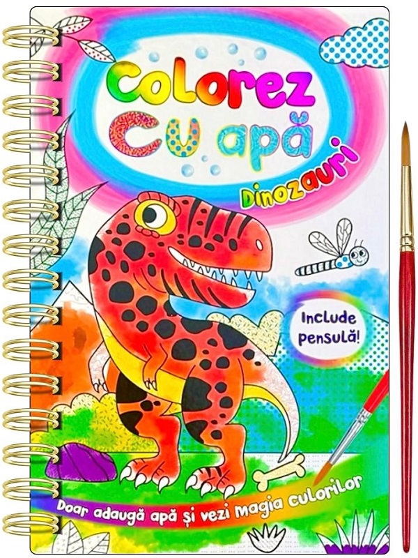 Colorez cu apa: Dinozauri + Pensula,  – copertă