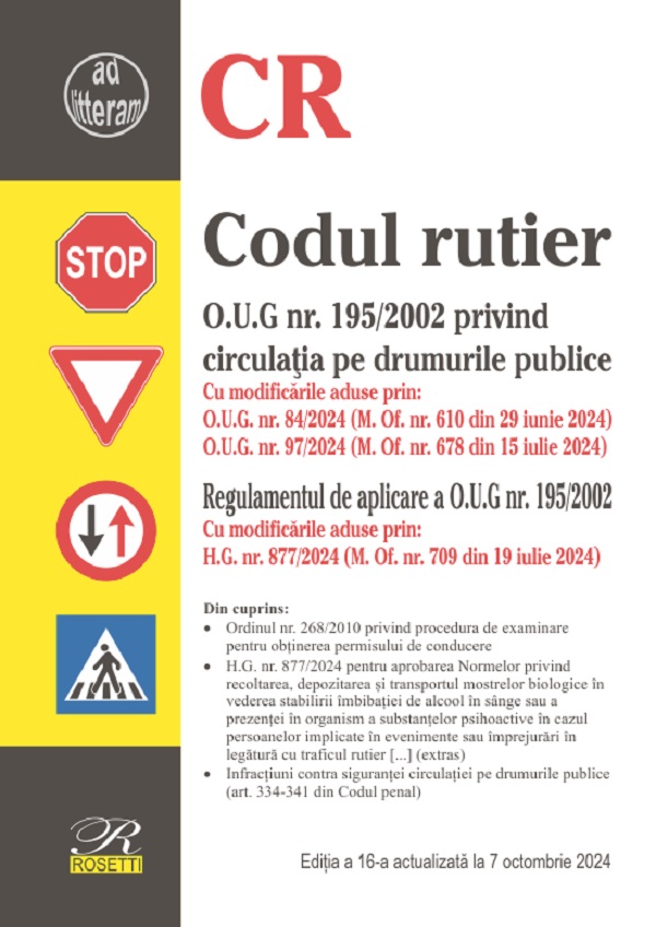Codul rutier Ed.16 Act. 7 octombrie 2024,  – copertă