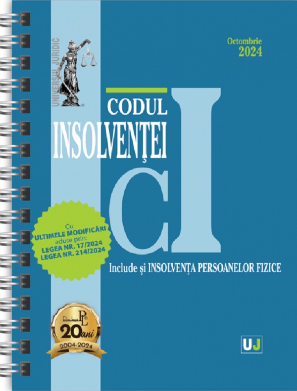 Codul insolventei Octombrie 2024 Ed. Spiralata,  – copertă