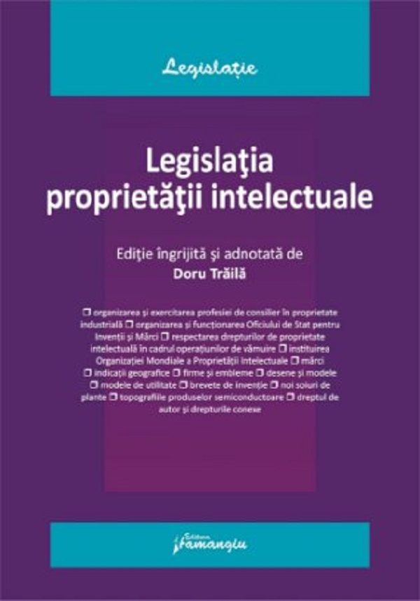 Cartea Legislatia proprietatii intelectuale Act. 1 octombrie 2024