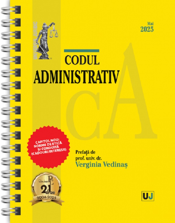 Codul administrativ Mai 2025 Ed. Spiralata, Verginia Vedinas – copertă