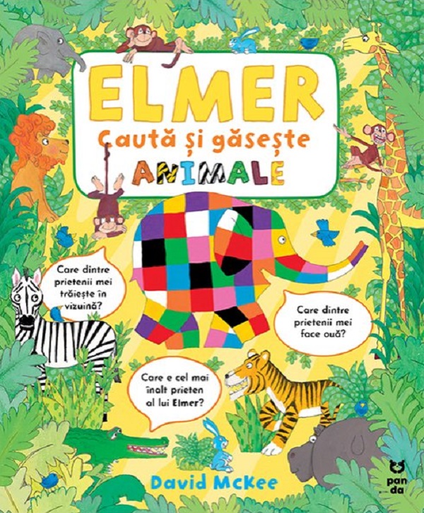 Elmer caută și găsește animale, David McKee – copertă
