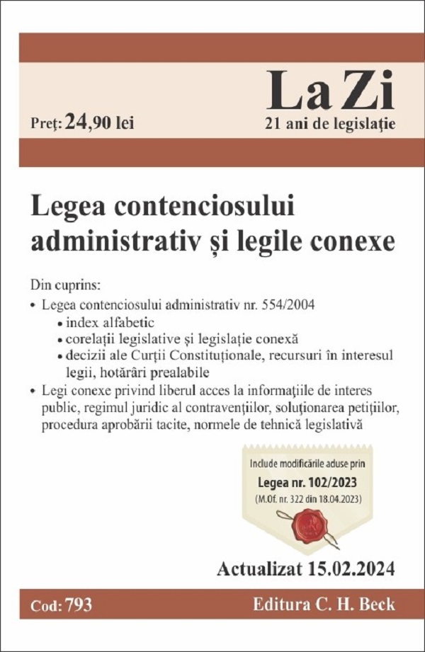 Cartea Legea contenciosului administrativ și legile conexe Act. 1 septembrie 2026 de Diana Tamaga