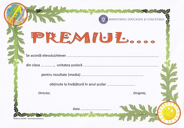 Cartea Diploma pentru ciclul gimnazial. Premiul... – Editura ELICART