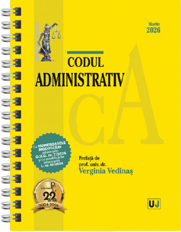Cartea Codul administrativ Martie 2026 Ed.Spiralată  de Verginia Vedinas