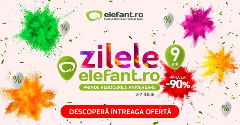 Zilele elefant.ro – până la 90% discount la produsele selectate